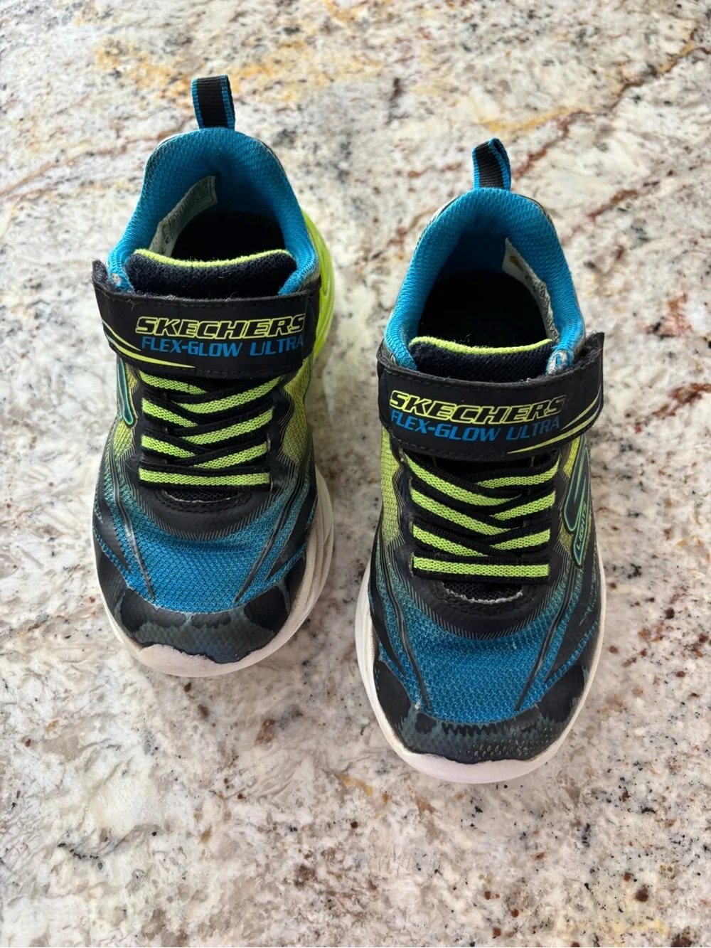 Skechers Flex-Glow Ultra Kids' Sneakers — Blue & Lime